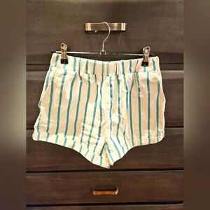 Forever 21 Elastic Waist White and Blue Striped Shorts